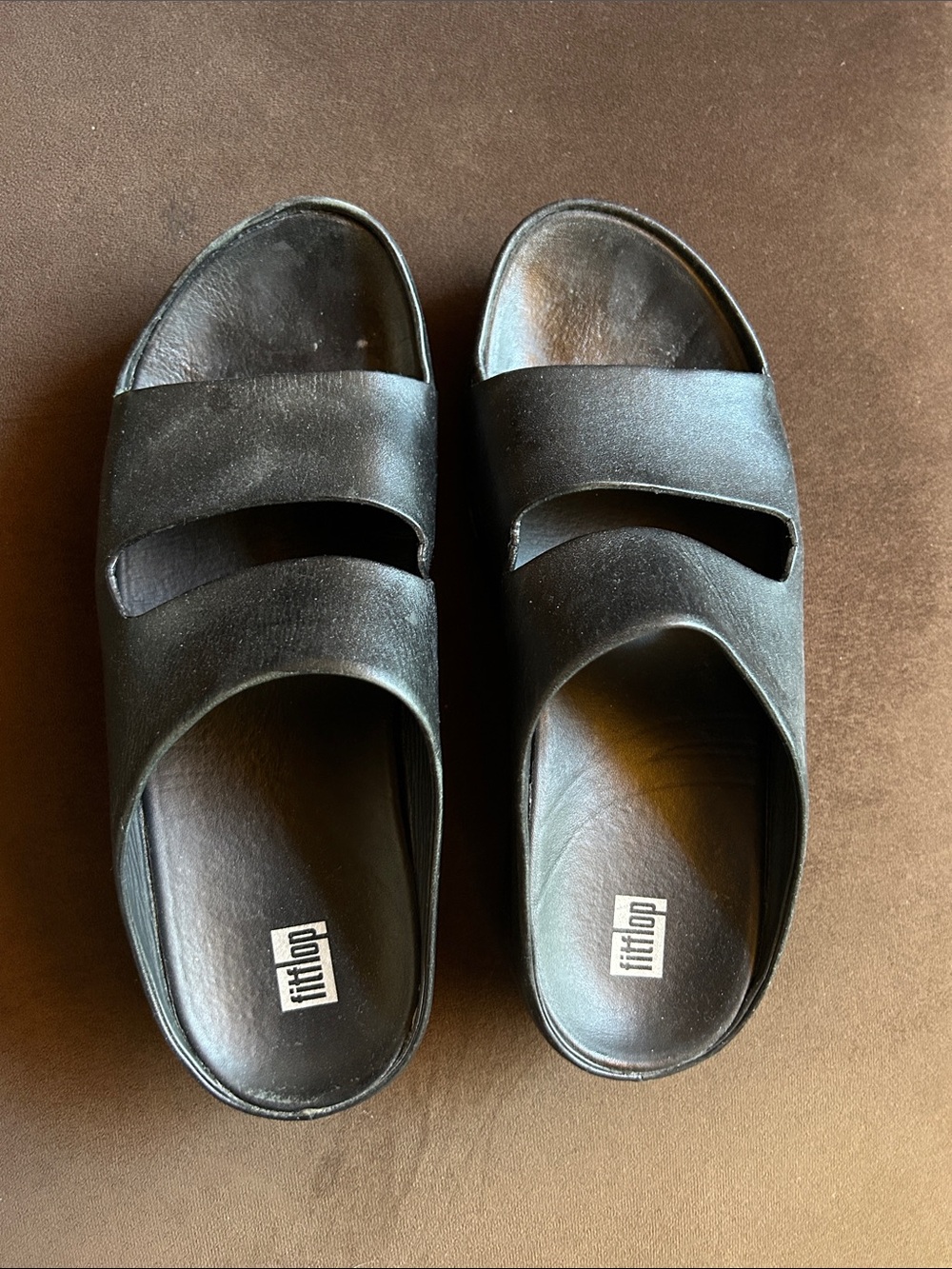 Fitflop Men’s Black Dual-Strap Slide Sandals
